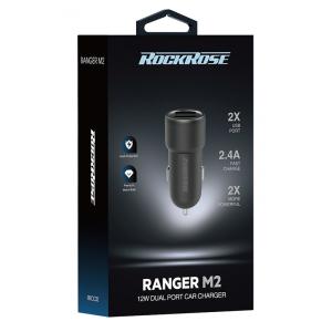 ROCKROSE φορτιστής αυτοκινήτου Ranger M2, 2x USB, 12W, 2.4A, μαύρος | Αξεσουάρ κινητών | elabstore.gr