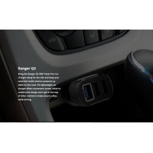 ROCKROSE φορτιστής αυτοκινήτου Ranger Q3, 3x USB, QC 30W, 3A, μαύρος | Αξεσουάρ κινητών | elabstore.gr