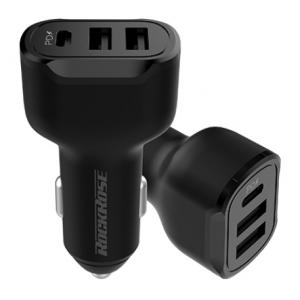ROCKROSE φορτιστής αυτοκινήτου Ranger P3, 3x USB, PD 30W, 3A, μαύρος | Αξεσουάρ κινητών | elabstore.gr