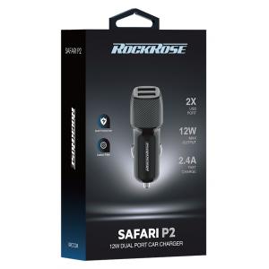 ROCKROSE φορτιστής αυτοκινήτου Safari P2, 2x USB, 12W, 2.4A, μαύρο | Αξεσουάρ κινητών | elabstore.gr