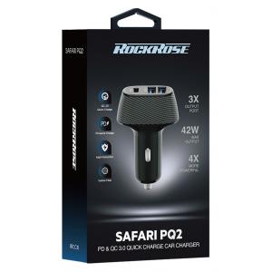 ROCKROSE φορτιστής αυτοκινήτου Safari PQ2, 3x USB, 42W, 3A, μαύρος | Αξεσουάρ κινητών | elabstore.gr