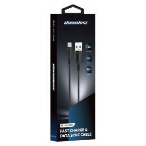 ROCKROSE καλώδιο USB σε USB Type-C Beta AC Mini, 2.4A 12W, 30cm, μαύρο | eLabstore.gr
