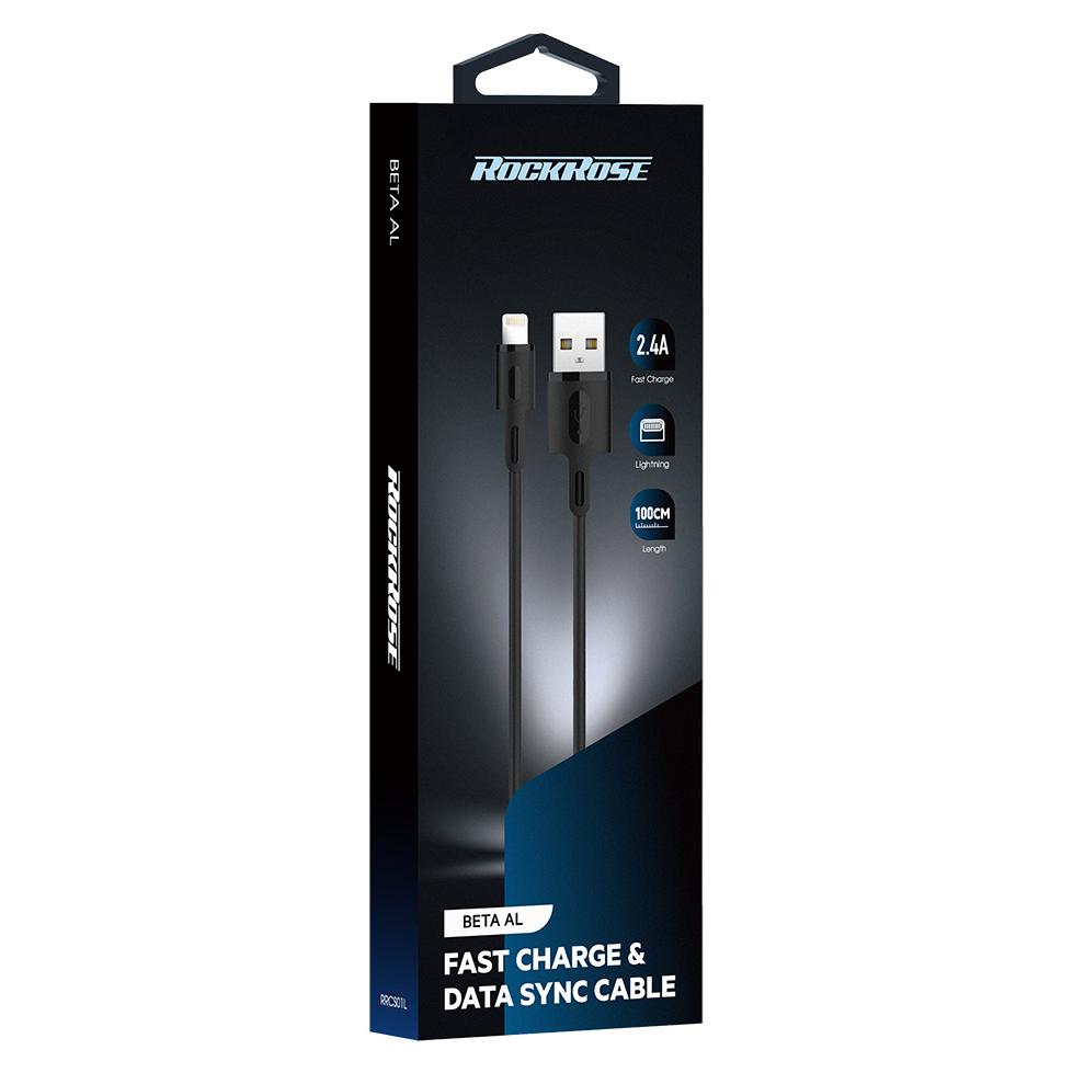 ROCKROSE καλώδιο USB σε Lightning Beta AL, 2.4A 12W, 1m, μαύρο | eLabstore.gr ROCKROSE καλώδιο USB σε Lightning Beta AL, 2.4A 12W, 1m, μαύρο | Αξεσουάρ κινητών | elabstore.gr