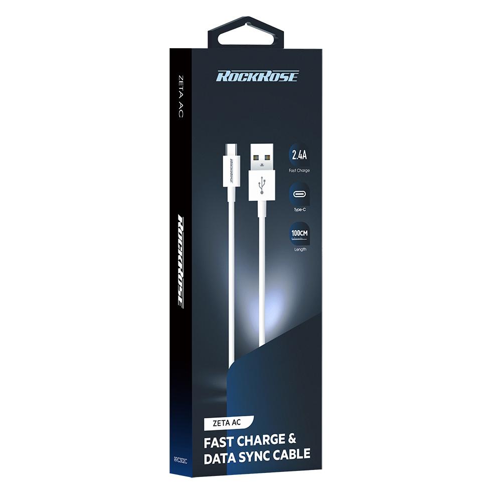 ROCKROSE καλώδιο USB σε USB Type-C Zeta AC, 2.4A 12W, 1m, λευκό | eLabstore.gr ROCKROSE καλώδιο USB σε USB Type-C Zeta AC, 2.4A 12W, 1m, λευκό - Image 6