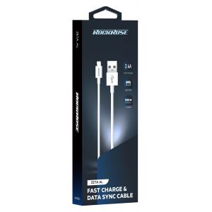 ROCKROSE καλώδιο USB σε Lightning Zeta AL, 2.4A 12W, 1m, λευκό | eLabstore.gr