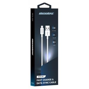 ROCKROSE καλώδιο USB σε USB Type-C Zeta AM, 2.4A 12W, 1m, λευκό | eLabstore.gr