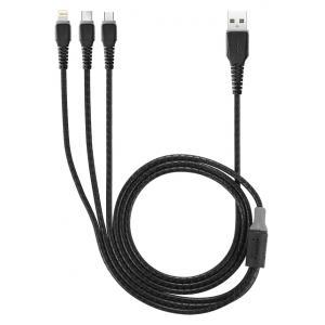 ROCKROSE καλώδιο USB σε Micro/Type-C/Lightning Cobra Pro, 1.2m, μαύρο | Αξεσουάρ κινητών | elabstore.gr