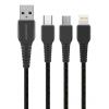 ROCKROSE καλώδιο USB σε Micro/Type-C/Lightning Cobra Pro, 1.2m, μαύρο | Αξεσουάρ κινητών | elabstore.gr