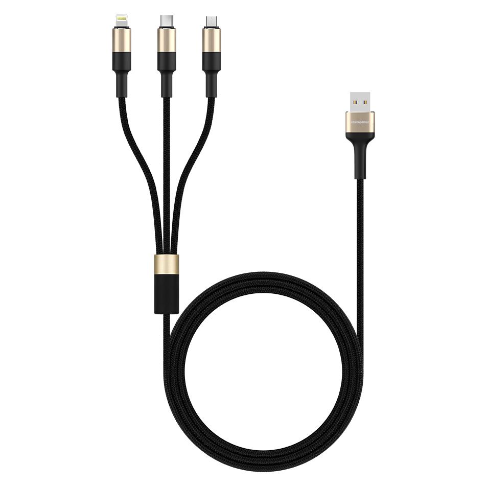 ROCKROSE καλώδιο USB σε Micro/Type-C/Lightning Acacia, 1m, χρυσό-μαύρο | eLabstore.gr ROCKROSE καλώδιο USB σε Micro/Type-C/Lightning Acacia, 1m, χρυσό-μαύρο | Αξεσουάρ κινητών | elabstore.gr
