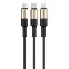 ROCKROSE καλώδιο USB σε Micro/Type-C/Lightning Acacia, 1m, χρυσό-μαύρο | Αξεσουάρ κινητών | elabstore.gr