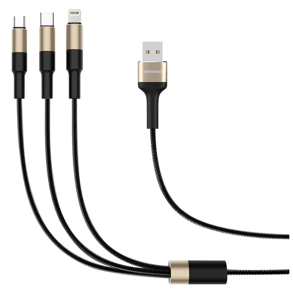 ROCKROSE καλώδιο USB σε Micro/Type-C/Lightning Acacia, 1m, χρυσό-μαύρο | eLabstore.gr ROCKROSE καλώδιο USB σε Micro/Type-C/Lightning Acacia, 1m, χρυσό-μαύρο | Αξεσουάρ κινητών | elabstore.gr