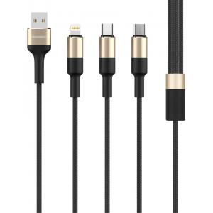 ROCKROSE καλώδιο USB σε Micro/Type-C/Lightning Acacia, 1m, χρυσό-μαύρο | eLabstore.gr ROCKROSE καλώδιο USB σε Micro/Type-C/Lightning Acacia, 1m, χρυσό-μαύρο | Αξεσουάρ κινητών | elabstore.gr