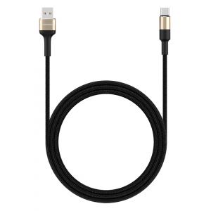 ROCKROSE καλώδιο USB σε USB Type-C Acacia AC, 2.4A 12W, 1m, χρυσό-μαύρο | Αξεσουάρ κινητών | elabstore.gr