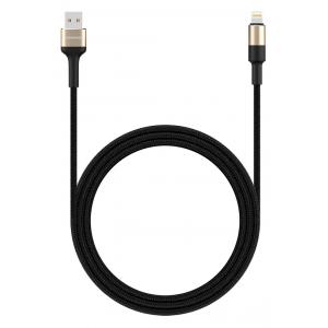 ROCKROSE καλώδιο USB σε Lightning Acacia AL, 2.4A 12W, 1m, χρυσό-μαύρο | Αξεσουάρ κινητών | elabstore.gr