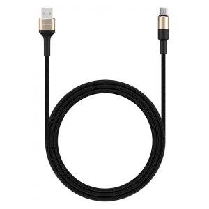 ROCKROSE καλώδιο USB σε Micro USB Acacia AM, 2.4A 12W, 1m, χρυσό-μαύρο | Αξεσουάρ κινητών | elabstore.gr