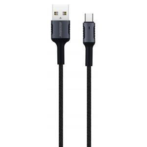 ROCKROSE καλώδιο USB σε USB Type-C Armour AC, 2.4A 15W, 1m, μαύρο-μπλε | Αξεσουάρ κινητών | elabstore.gr