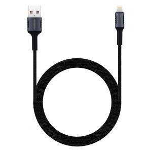 ROCKROSE καλώδιο USB σε Lightning Armour AL, 2.4A 12W, 1m, μαύρο-μπλε | Αξεσουάρ κινητών | elabstore.gr