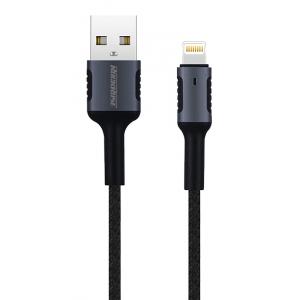 ROCKROSE καλώδιο USB σε Lightning Armour AL, 2.4A 12W, 1m, μαύρο-μπλε | Αξεσουάρ κινητών | elabstore.gr