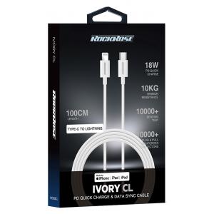 ROCKROSE καλώδιο Type-C σε Lightning IVORY CL, 2.4A 8W PD, 1m, λευκό | eLabstore.gr