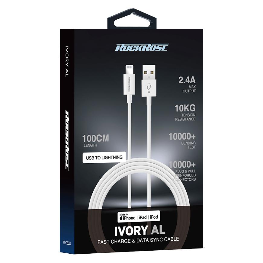 ROCKROSE καλώδιο USB σε Lightning IVORY AL, 2.4A 12W, 1m, λευκό | eLabstore.gr ROCKROSE καλώδιο USB σε Lightning IVORY AL, 2.4A 12W, 1m, λευκό | Αξεσουάρ κινητών | elabstore.gr