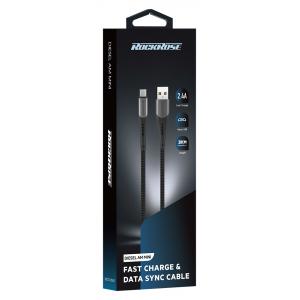 ROCKROSE καλώδιο USB σε Micro USB Diesel AM Mini, 2.4A 12W, 30cm, μαύρο | Αξεσουάρ κινητών | elabstore.gr