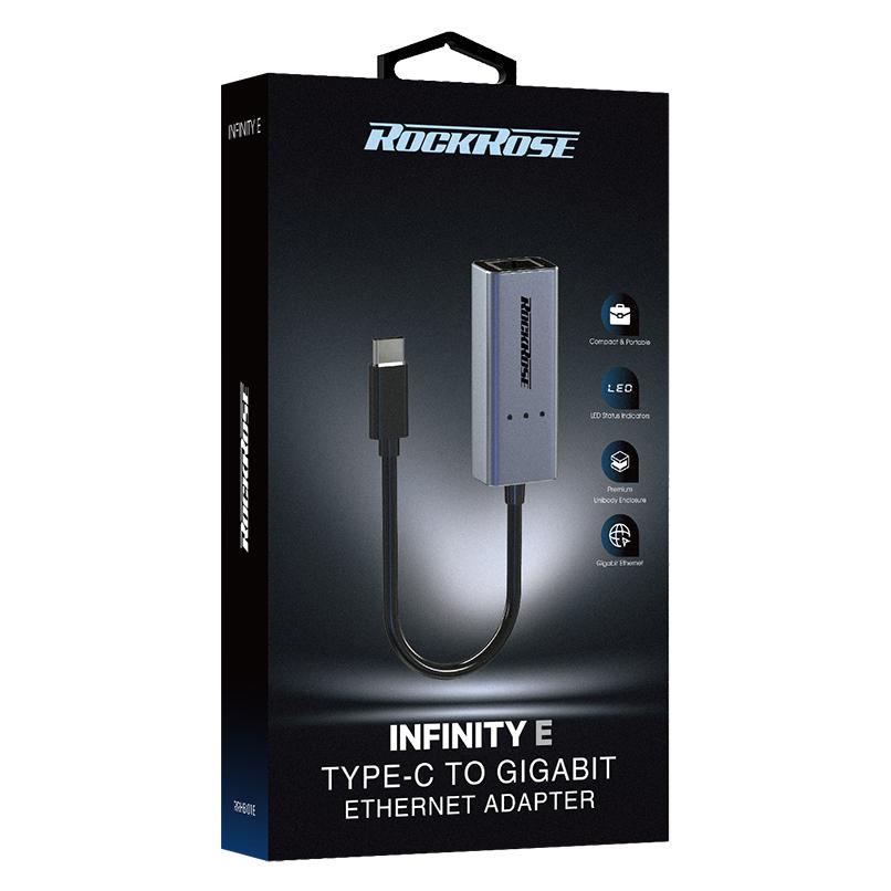 ROCKROSE αντάπτορας Type-C σε Ethernet Infinity E, μεταλλικό, γκρι-μαύρο | eLabstore.gr ROCKROSE αντάπτορας Type-C σε Ethernet Infinity E, μεταλλικό, γκρι-μαύρο | Συνοδευτικά PC | elabstore.gr