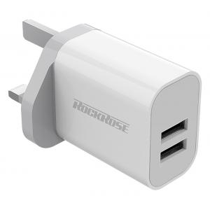 ROCKROSE φορτιστής τοίχου για πρίζα UK Casa A2, 2x USB, 2.4A 12W, λευκός | Αξεσουάρ κινητών | elabstore.gr