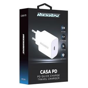 ROCKROSE φορτιστής τοίχου RRTC03EU, USB Type-C, 3A 18W PD, λευκός | Αξεσουάρ κινητών | elabstore.gr