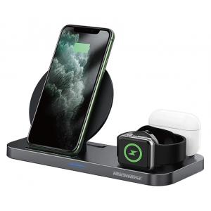 ROCKROSE ασύρματος φορτιστής Airwave Max 3in1, 15W, μαύρος | Αξεσουάρ κινητών | elabstore.gr