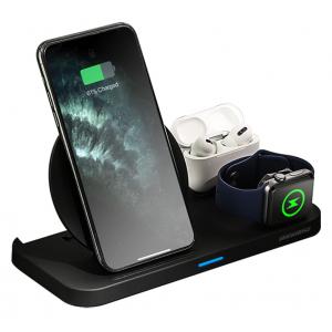 ROCKROSE ασύρματος φορτιστής Airwave Max 3in1, 15W, μαύρος | Αξεσουάρ κινητών | elabstore.gr