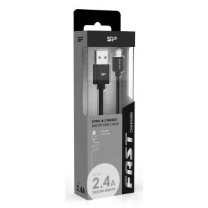 SILICON POWER καλώδιο USB σε Micro USB LK10AB, 2.4A, QC 3.0, 1m, Μαύρο | Αξεσουάρ κινητών | elabstore.gr