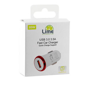 Universal USB 3.0 Fast Car Charger QC 3.0 5V/3.5A Λευκό LCU02 Lime | Περιφερειακά | elabstore.gr