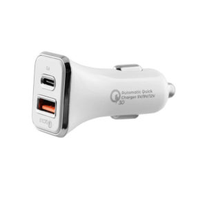 Universal DUAL USB 3.0/Type C Fast Car Charger QC 3.0 40W 5V-7A/9V-4.8A/12V-3.6A Λευκό LCUPD21 Lime | Περιφερειακά | elabstore.gr