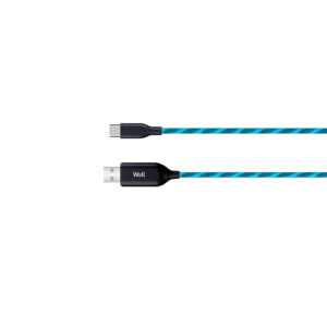 Καλώδιο 3A USB 2.0 σε Type-C Φόρτισης - Data 1m Μπλε Φωτιζόμενο Well USB/USBC-1BE03-WL | Περιφερειακά | elabstore.gr