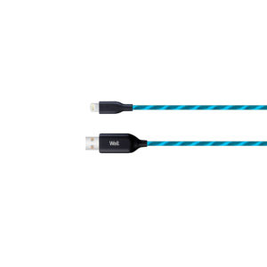 Καλώδιο 3A USB 2.0 σε Lightning Φόρτισης - Data 1m Μπλε Φωτιζόμενο Well USB/LIGHT-1BE03-WL | Περιφερειακά | elabstore.gr