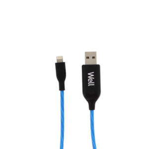 Καλώδιο 3A USB 2.0 σε Lightning Φόρτισης - Data 1m  Μπλε Φωτιζόμενο Well USB/LIGHT-1BE03-WL | Περιφερειακά | elabstore.gr