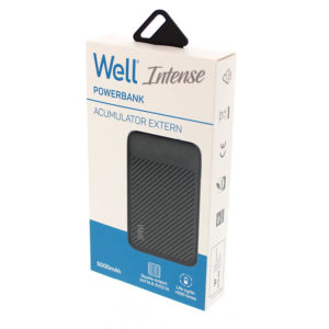 Φορητός Φορτιστής 5000mA 2.1A μαύρο Intense Power Bank Well PBANK-INTENSE50BK-WL | Περιφερειακά | elabstore.gr