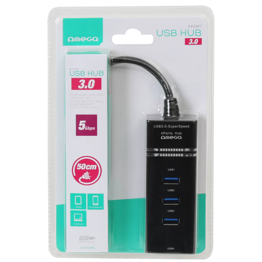 USB 3.0 HUB 4-Port Black Omega OUH34B | eLabstore.gr USB 3.0 HUB 4-PORT BLACK Omega OUH34B | Περιφερειακά | elabstore.gr