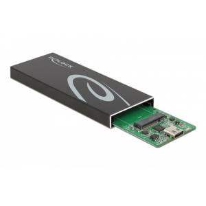 DELOCK θήκη για Μ.2 key B SSD 42003, Type-C, USB3.2 10Gbps, μαύρη | Συνοδευτικά PC | elabstore.gr