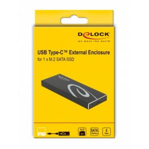 DELOCK θήκη για Μ.2 key B SSD 42003, Type-C, USB3.2 10Gbps, μαύρη | Συνοδευτικά PC | elabstore.gr