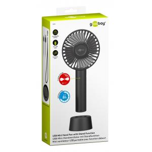 GOOBAY ανεμιστήρας χειρός USB 49645, με βάση, μαύρος | eLabstore.gr