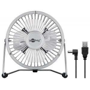 GOOBAY επιτραπέζιος ανεμιστήρας USB 77503, 4", 5V (DC), ασημί | Οικιακές & Προσωπικές Συσκευές | elabstore.gr