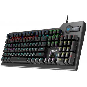 AULA μηχανικό πληκτρολόγιο AUL-F2063, RGB, blue switch, μαύρο-γκρι | Συνοδευτικά PC | elabstore.gr