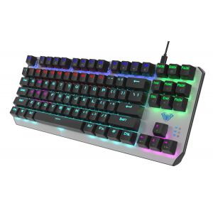 AULA μηχανικό πληκτρολόγιο F2067, RGB, blue switch, 87 πλήκτρα, ασημί | Συνοδευτικά PC | elabstore.gr