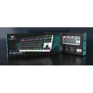 AULA μηχανικό πληκτρολόγιο F2067, RGB, blue switch, 87 πλήκτρα, ασημί | Συνοδευτικά PC | elabstore.gr