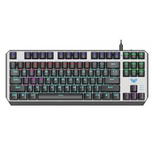 AULA μηχανικό πληκτρολόγιο F2067, RGB, blue switch, 87 πλήκτρα, ασημί | Συνοδευτικά PC | elabstore.gr