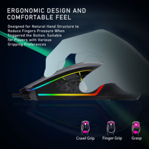 AULA ενσύρματο gaming ποντίκι AULA F805, 6400DPI, 7 πλήκτρα, RGB, μαύρο | eLabstore.gr