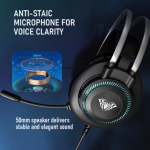 AULA gaming headset S601USB, RGB, USB/3.5mm, 50mm, μαύρο | Συνοδευτικά PC | elabstore.gr