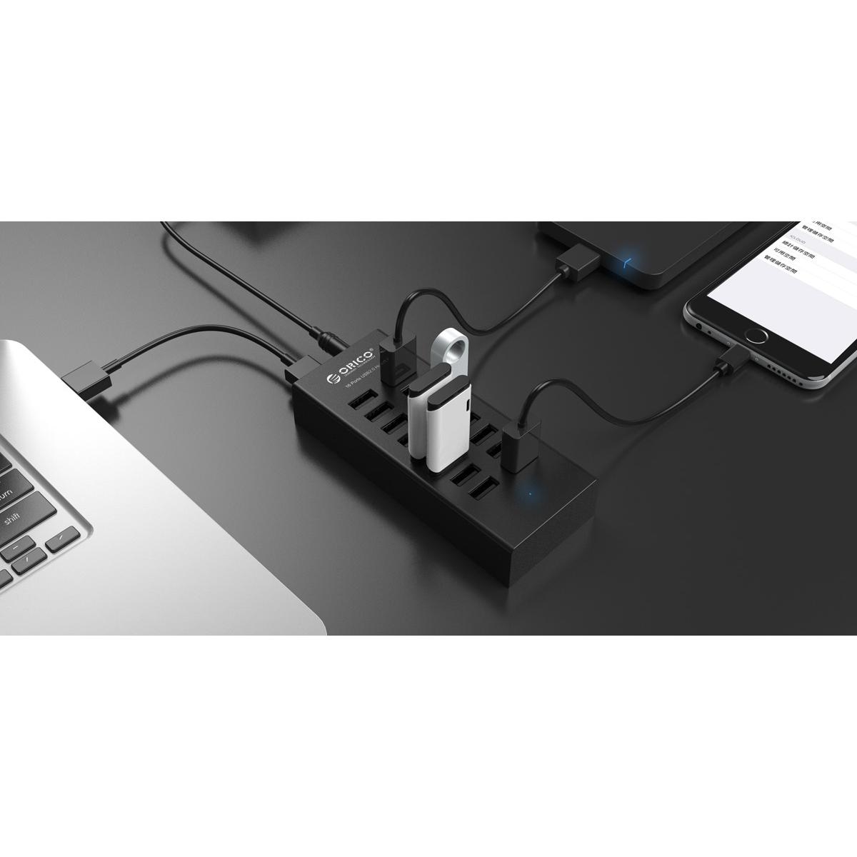 ORICO USB 2.0 Hub H1613-U2, 16x USB ports, μαύρο | eLabstore.gr ORICO USB 2.0 Hub H1613-U2, 16x USB ports, μαύρο | Συνοδευτικά PC | elabstore.gr