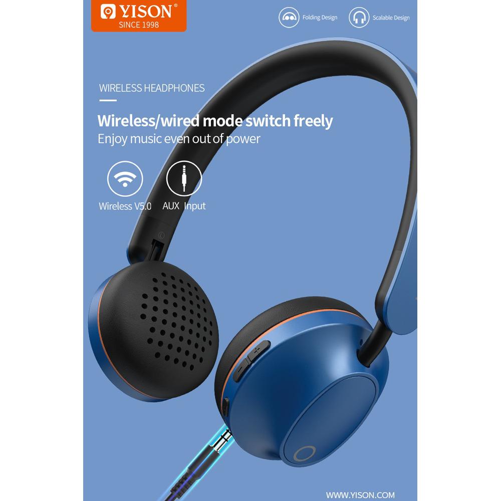YISON headphones Hanker H3, wireless & wired, BT 5.0, 40mm, μπλε | eLabstore.gr YISON headphones Hanker H3, wireless & wired, BT 5.0, 40mm, μπλε | Αξεσουάρ κινητών | elabstore.gr